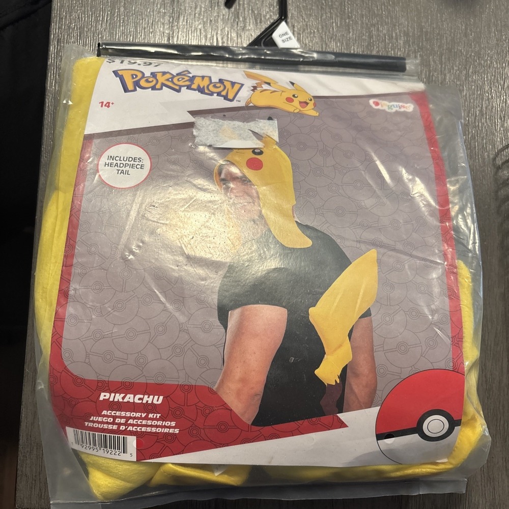 Adult Pokemon Pikachu Costume Accessory Kit Headpiece & Tail‎ NEW Comicon Gofest